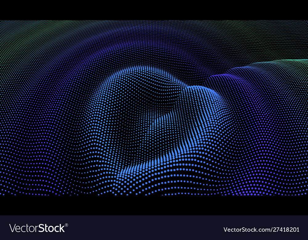 Particle 3d wavy ripple effect color grid surface
