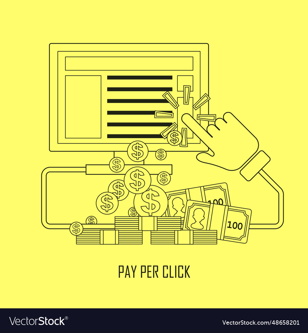 Pay per click concept in thin line style