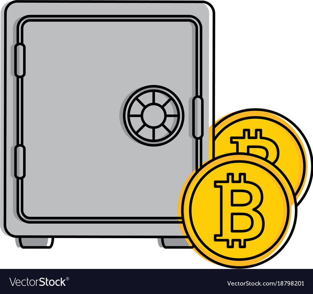 Safe box with bitcoin isolated icon