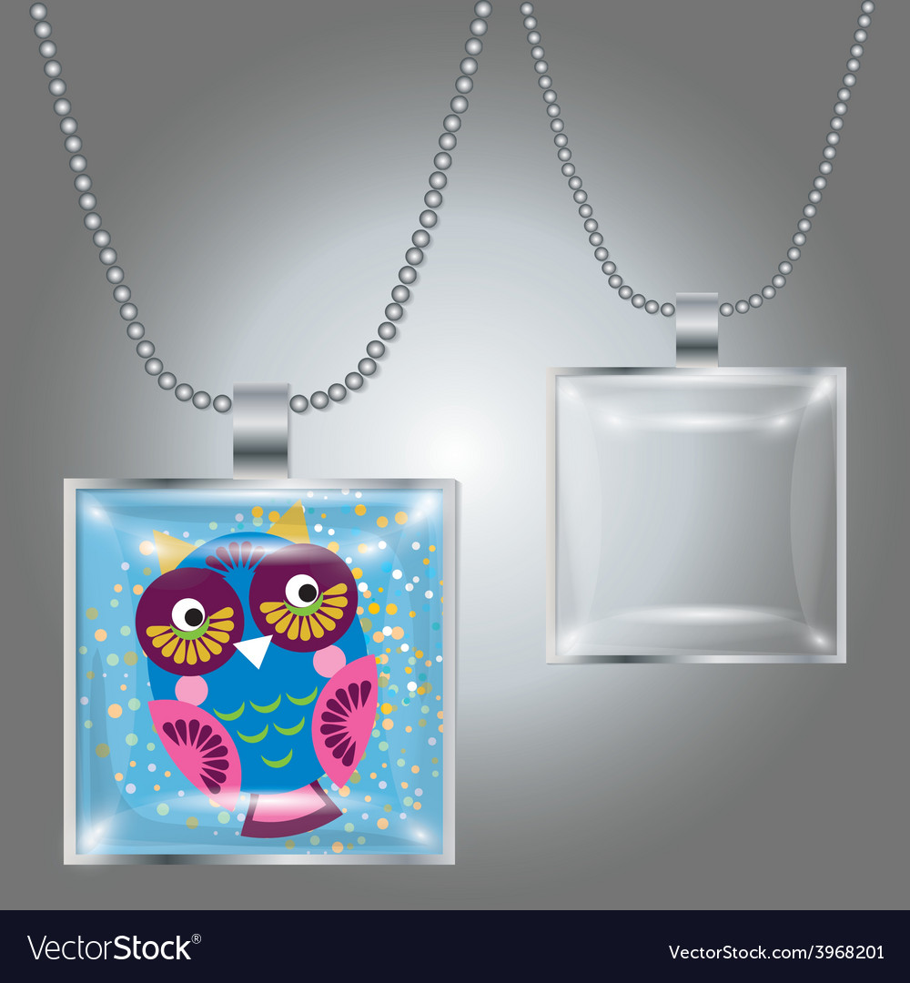 Silver Pendant With Square Clear Glass Cabochon
