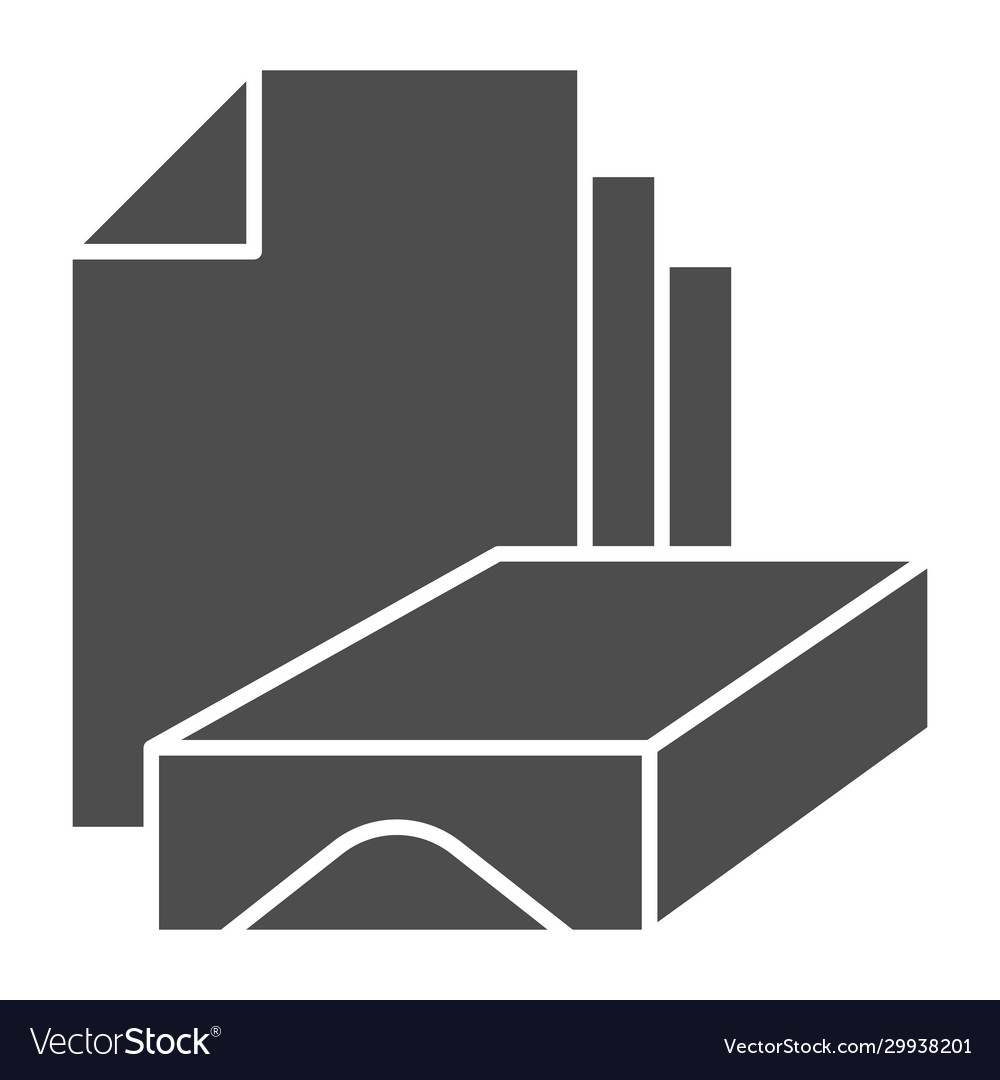 Stack paper solid icon box and sheets symbol vector image Stack paper solid icon box and sheets symbol