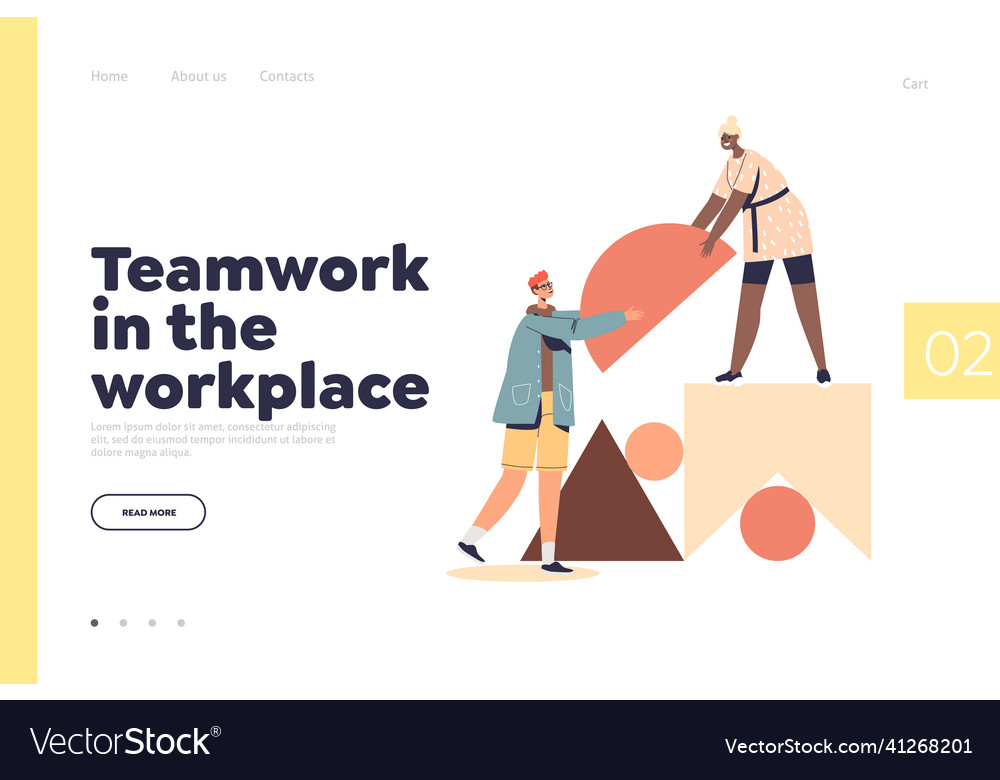 Teamwork at workplace concept of landing page Vector Image