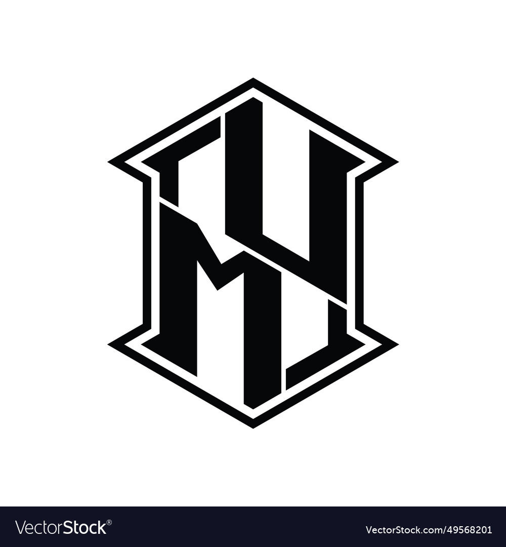 Um logo monogram hexagon shield shape up and down Vector Image Um logo monogram hexagon shield shape up and down