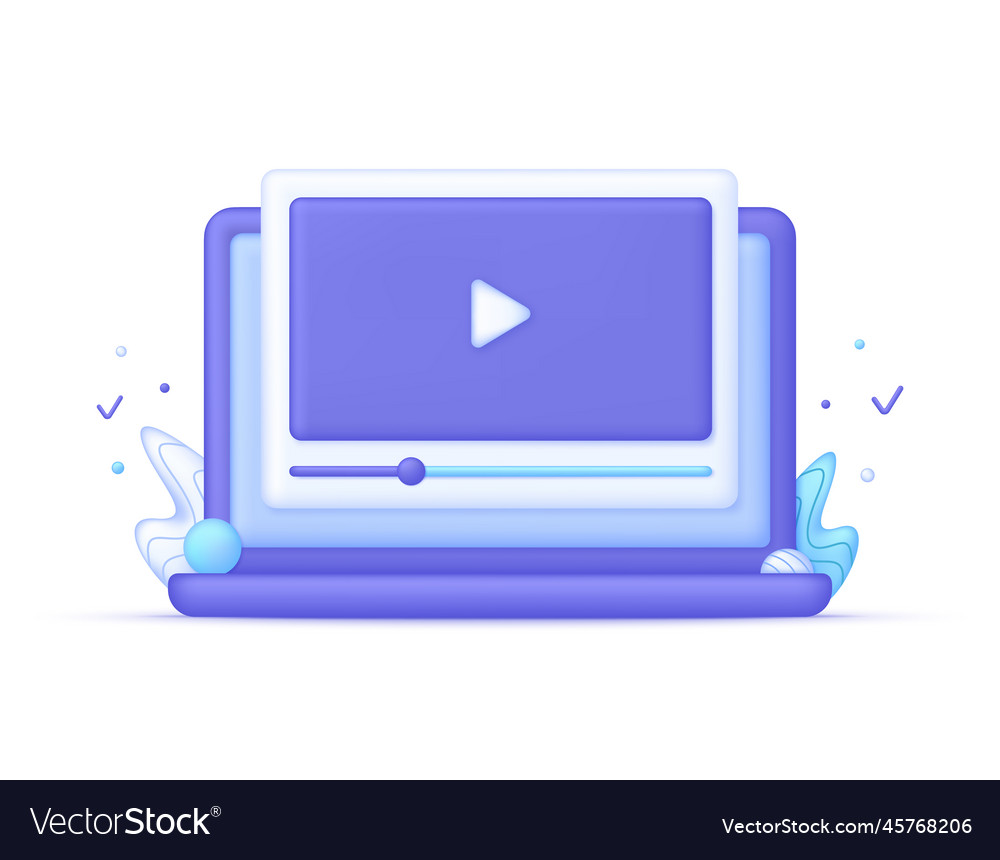3d computer and video player vector image 3d computer and video player