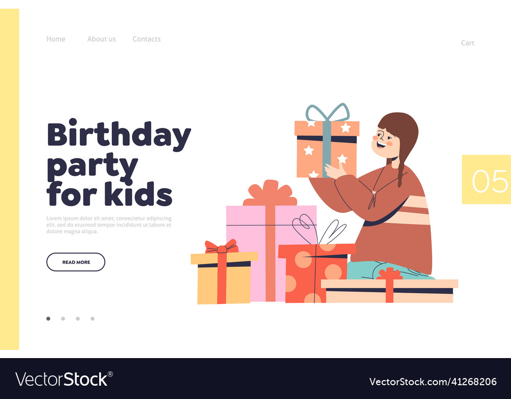 Birthday party for kids concept of landing page