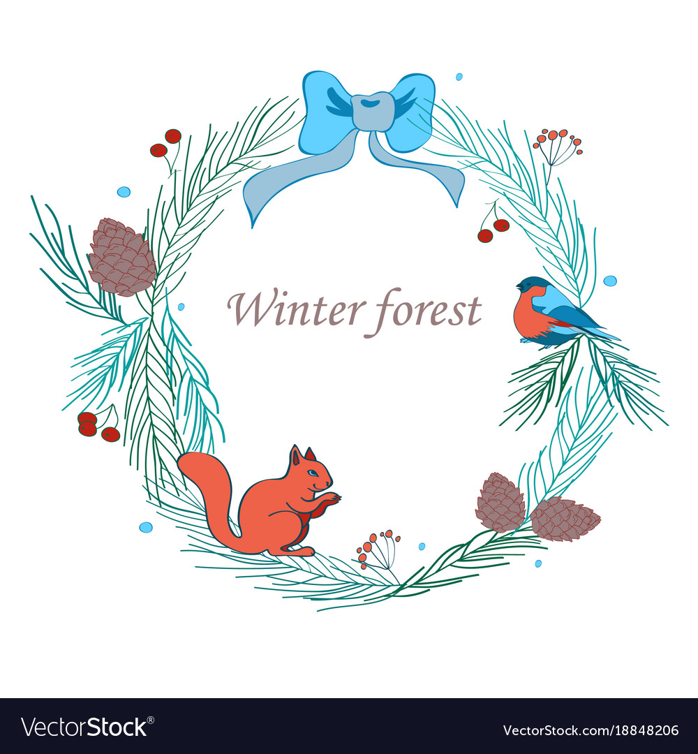 Christmas frame with forest