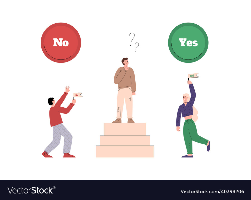 Conviction for choosing answer or decision flat Vector Image