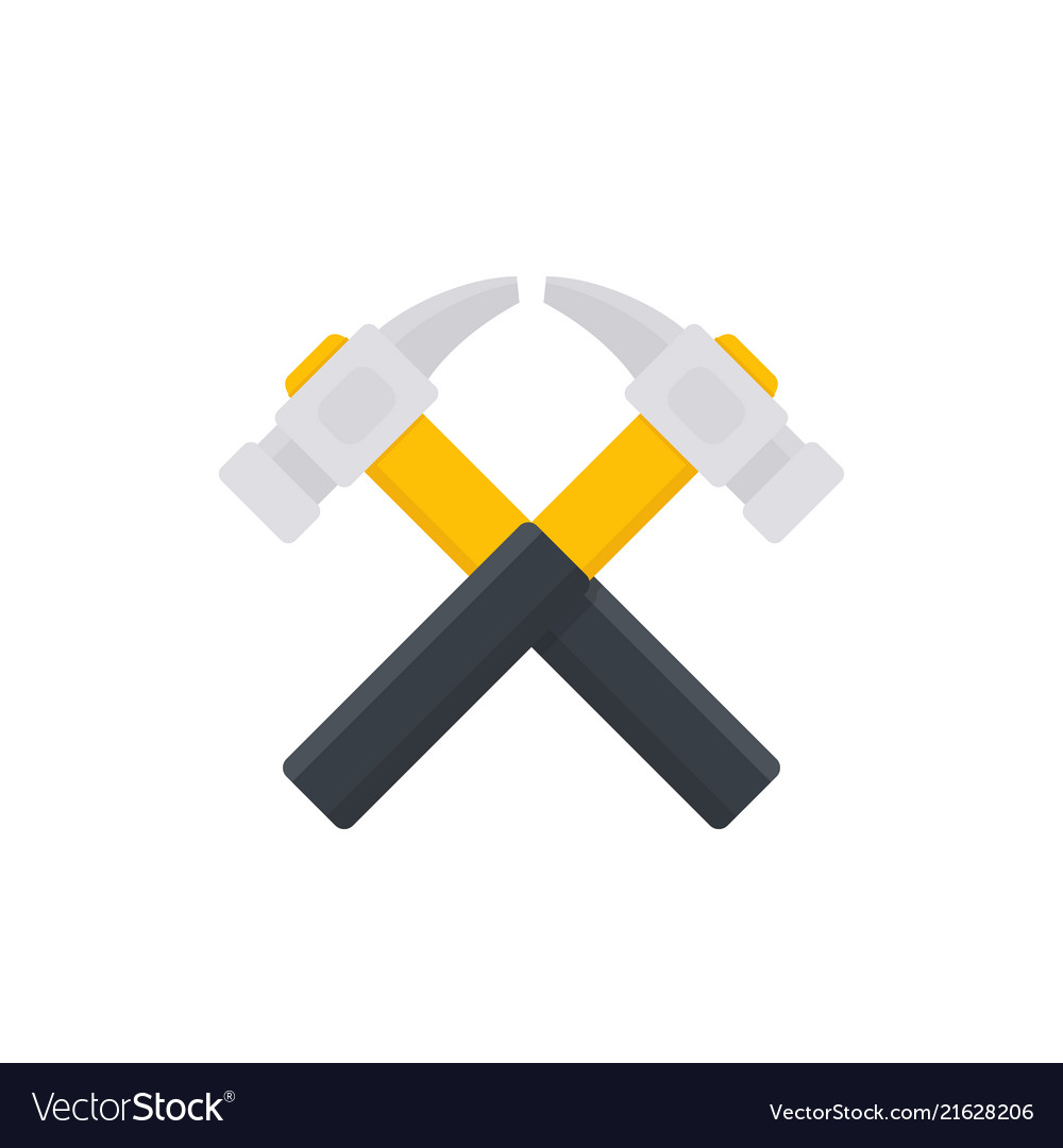 Crossed hammers logo Royalty Free Vector Image