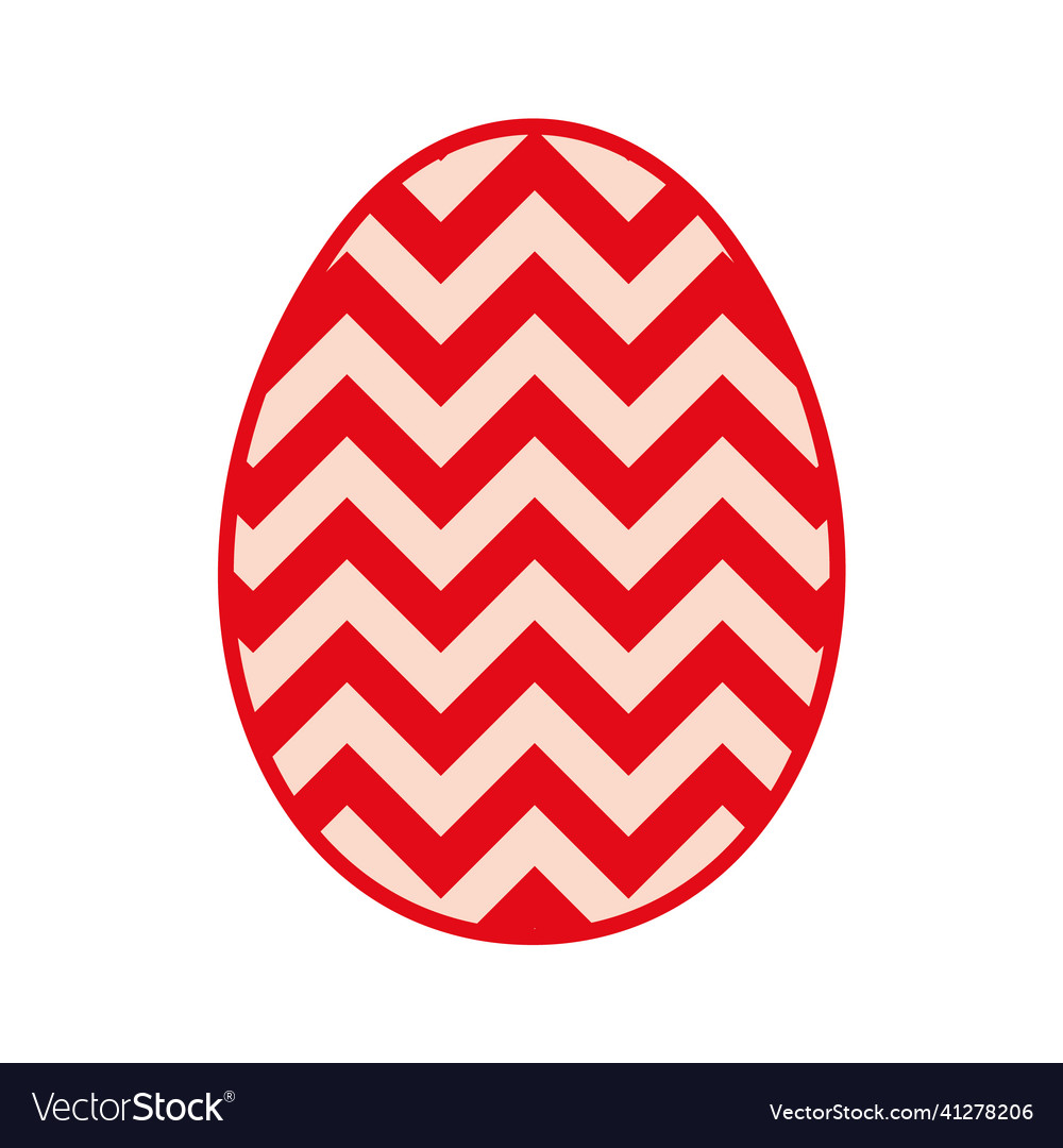 Easter egg with zig zag red print pattern