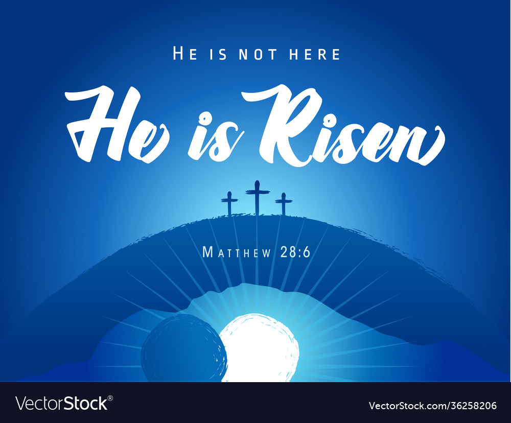 Easter sunday he is risen three cross banner Vector Image