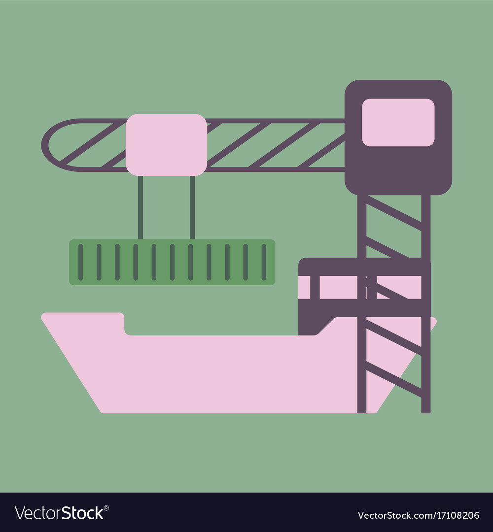 Icon in flat design container loading ship