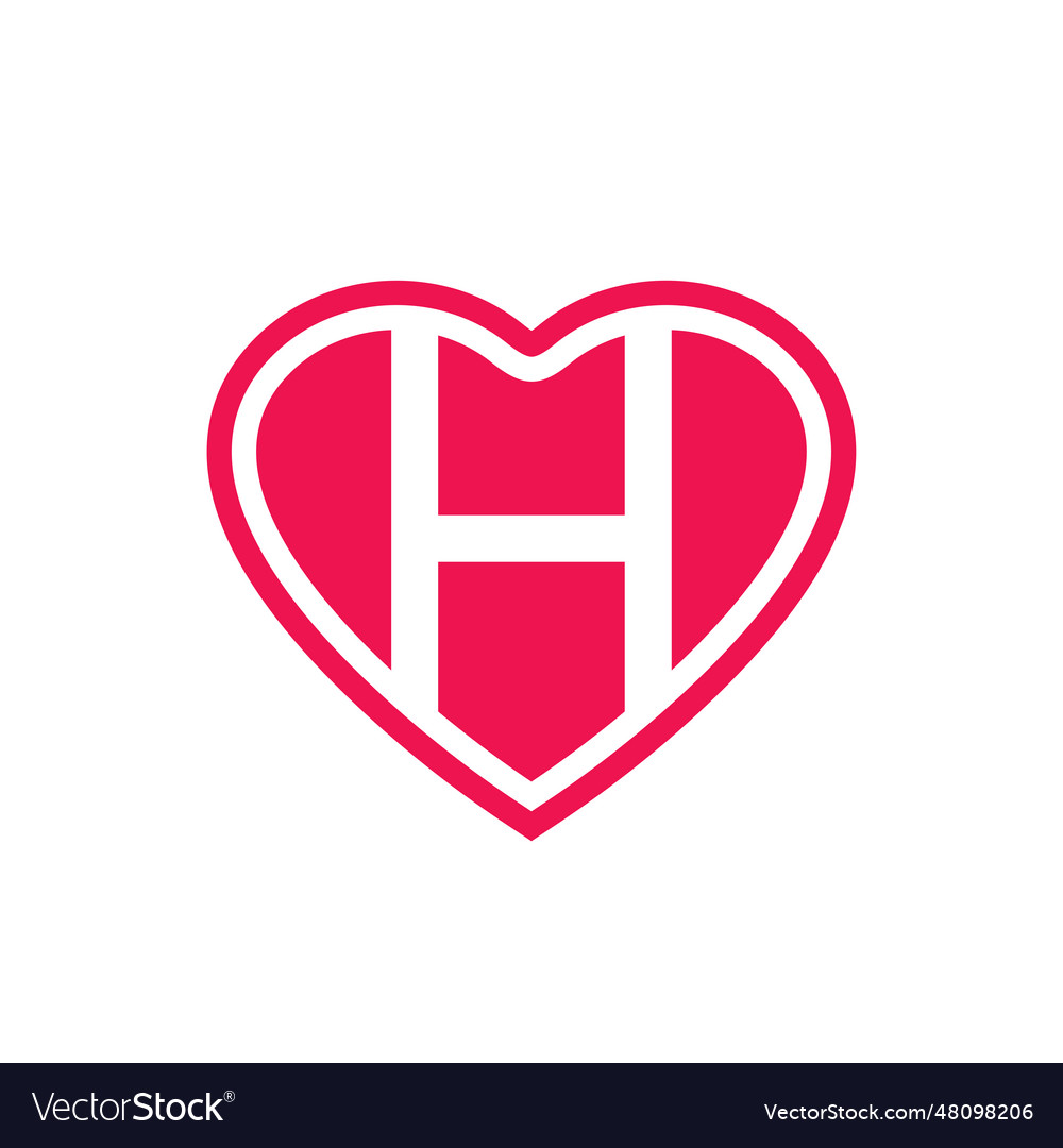 Letter h heart logo design template elements Vector Image