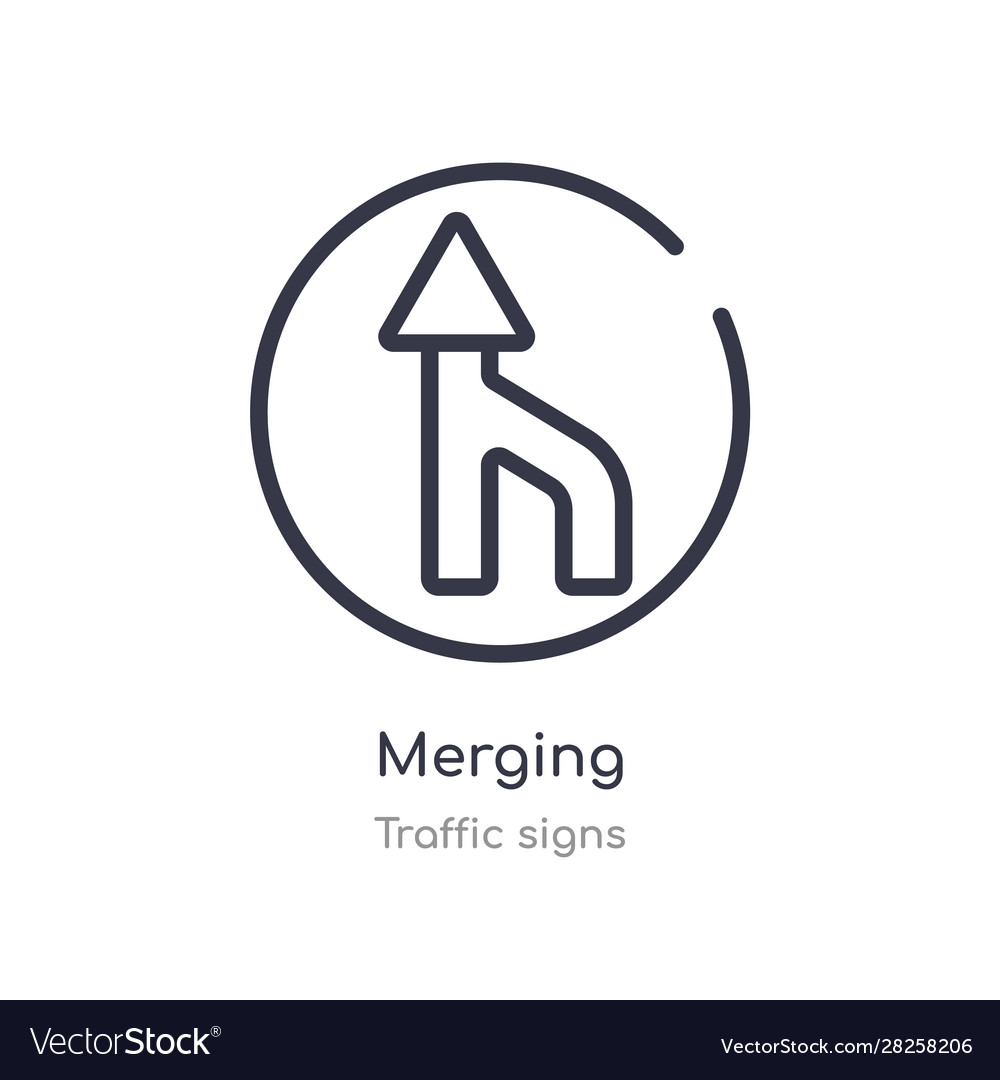 Merging outline icon isolated line from traffic