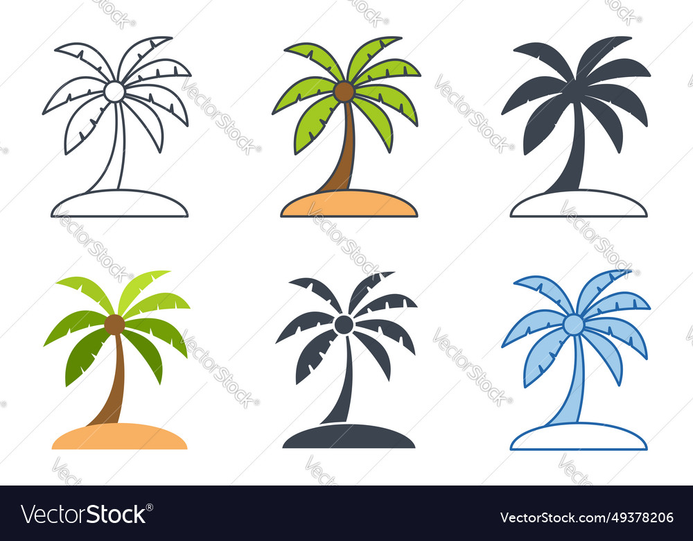 Palm tree icon collection with different styles Vector Image Palm tree icon collection with different styles