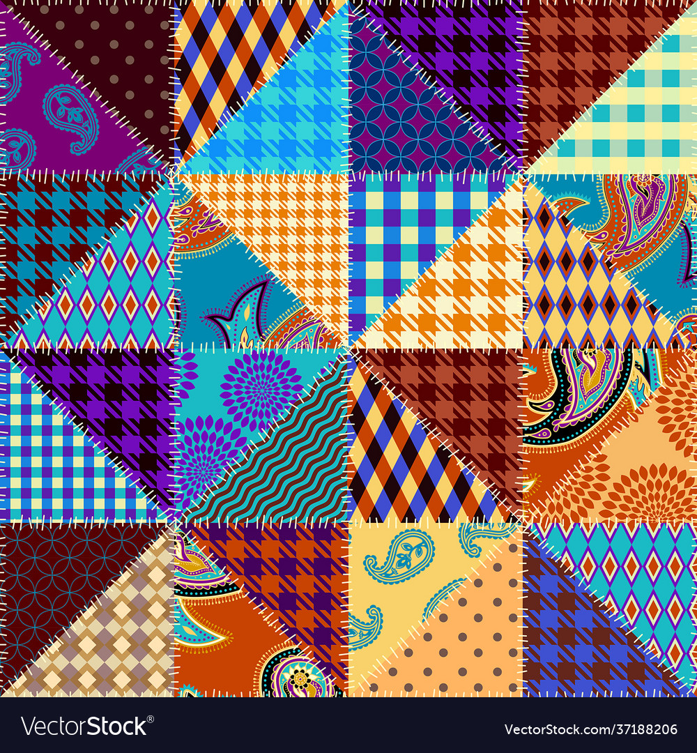 Patchwork textile pattern seamless quilting Vector Image