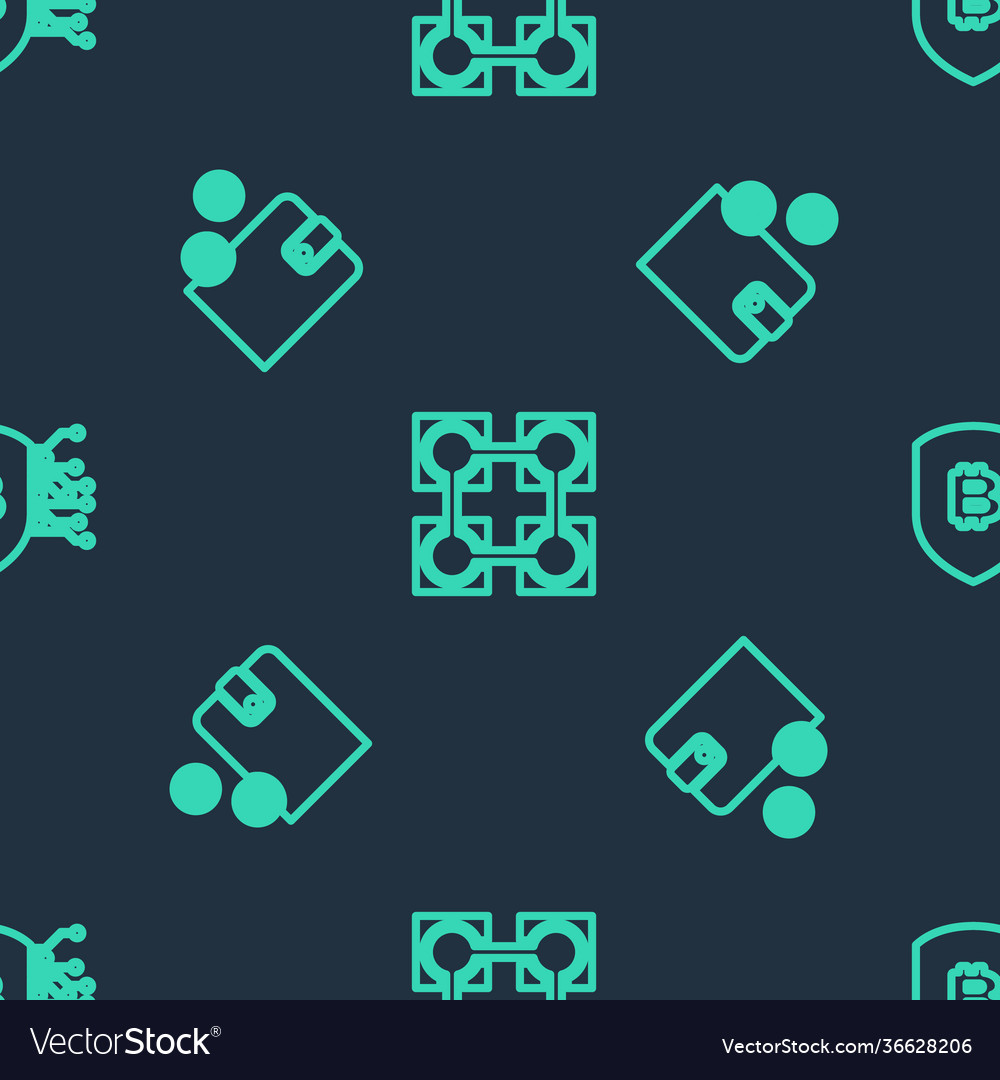 Set line blockchain technology cryptocurrency vector image Set line blockchain technology cryptocurrency