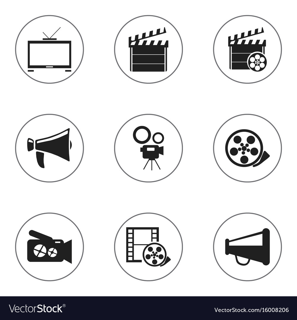 Set of 9 editable cinema icons includes symbols