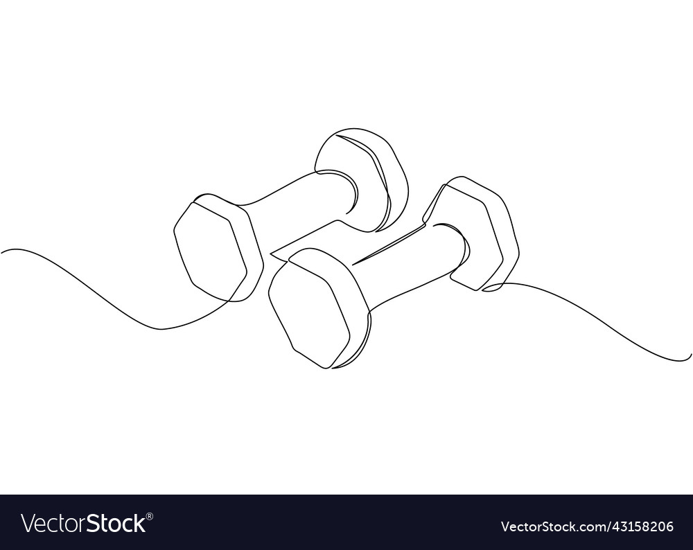 Set of light dumbbells one line art continuous