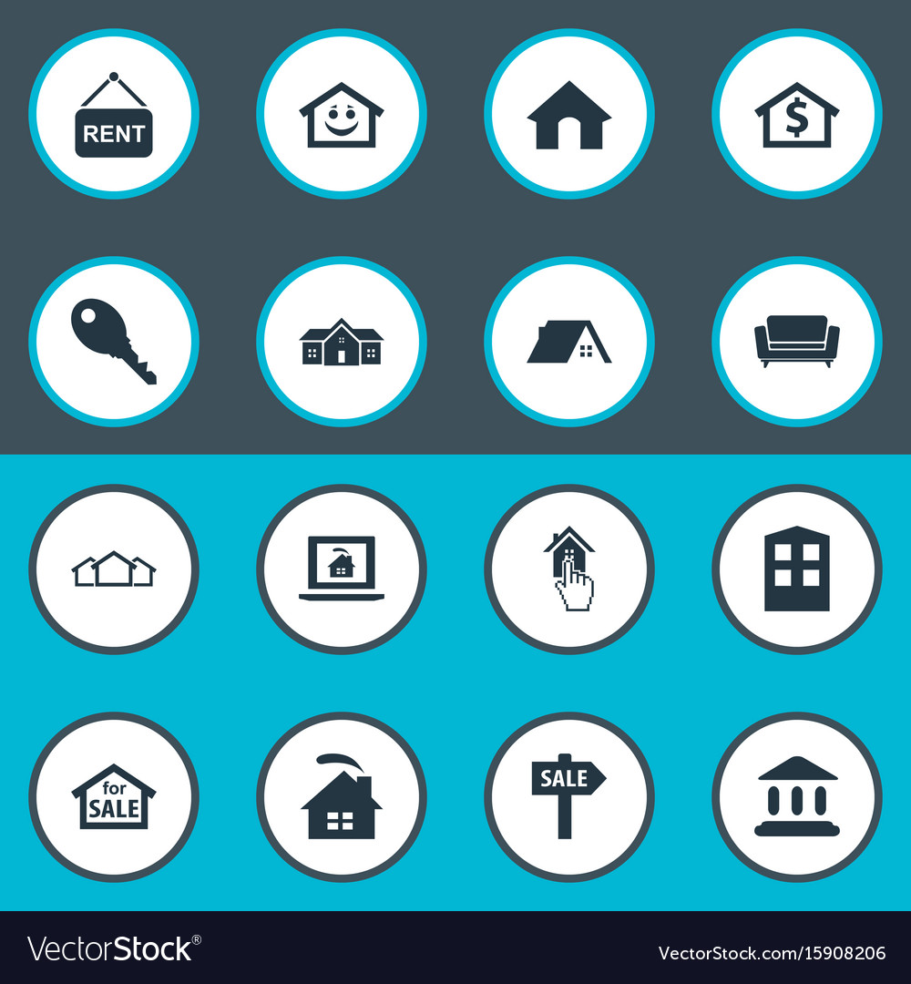 Set simple property icons Royalty Free Vector Image