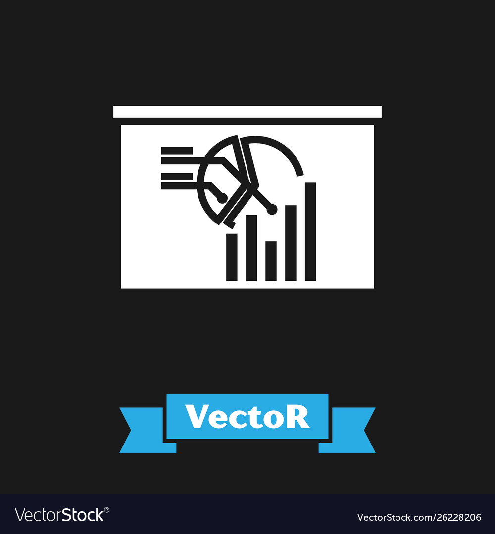 White board with graph chart icon isolated vector image White board with graph chart icon isolated