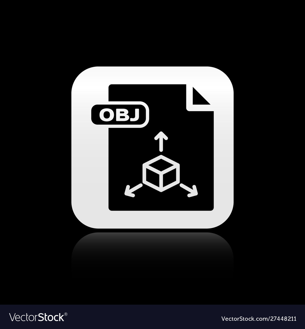 Black obj file document download button icon vector image Black obj file document download button icon