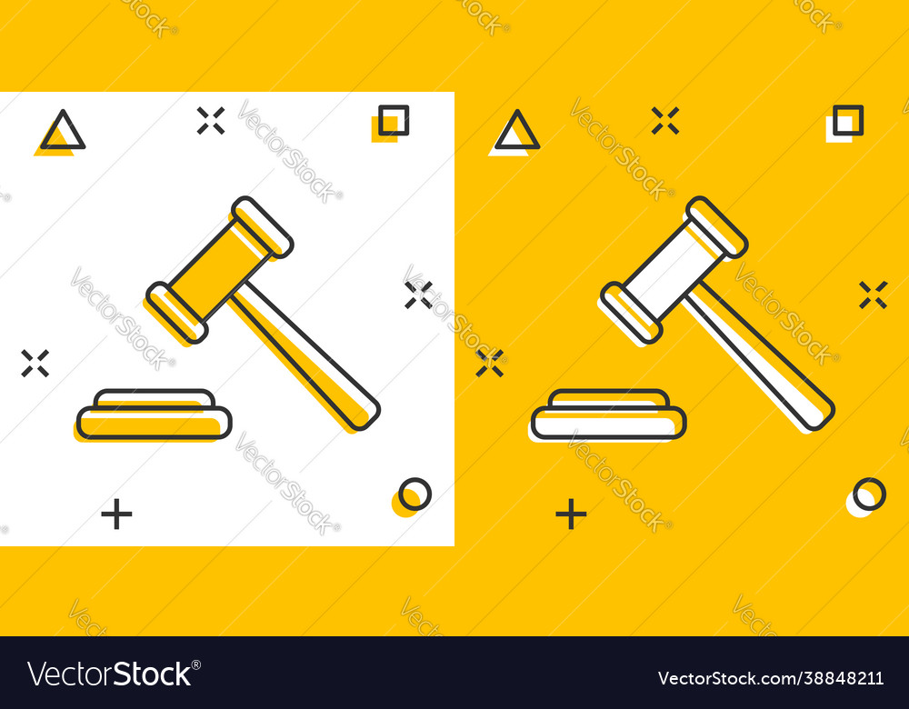 Cartoon Auktion Hammer Ikone im Comic-Stil Gericht vector image Cartoon Auktion Hammer Ikone im Comic-Stil Gericht