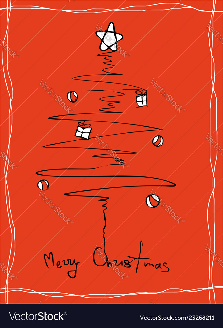 Christmas greeting card with a tree