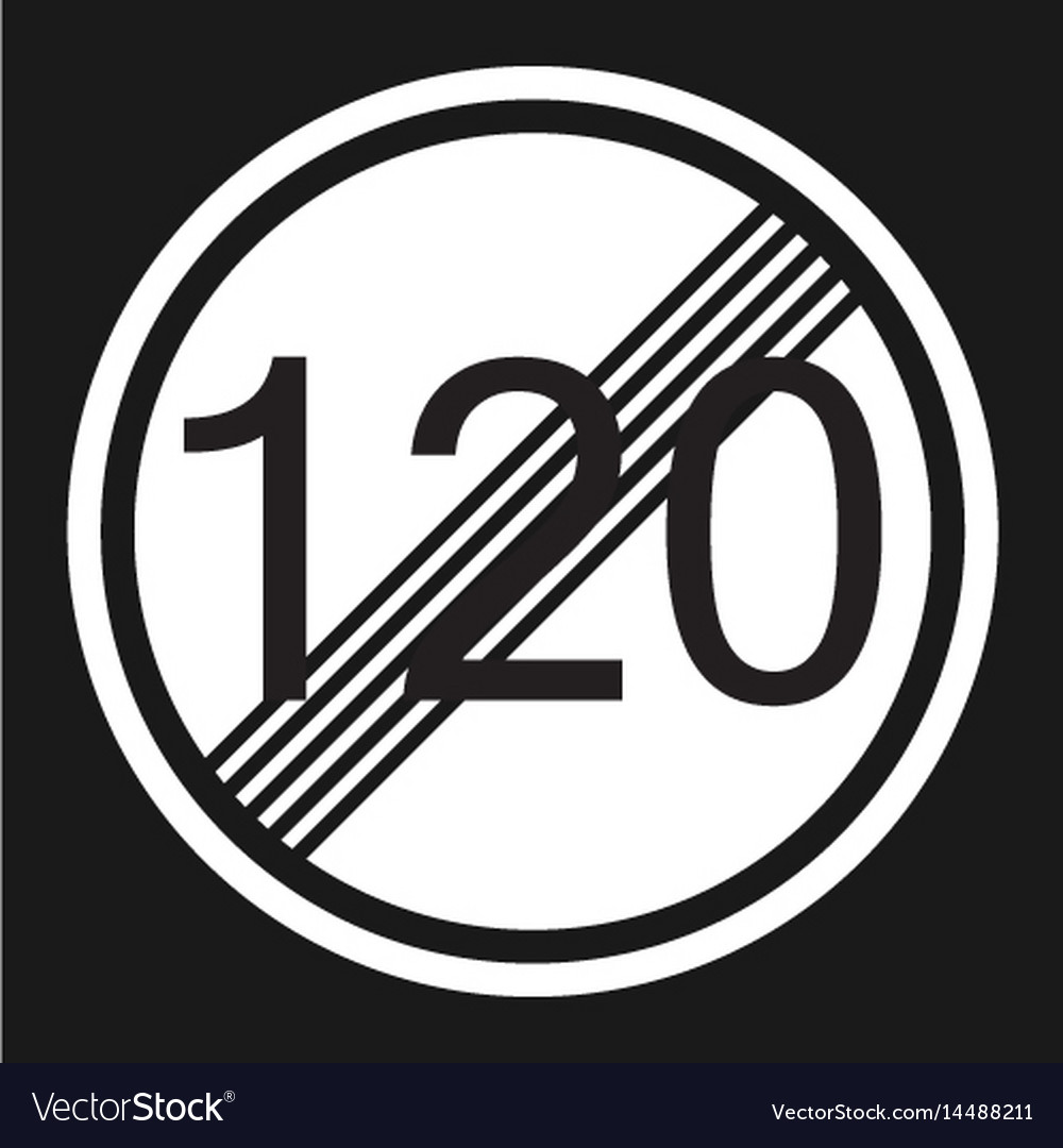 End maximum speed limit 120 sign flat icon