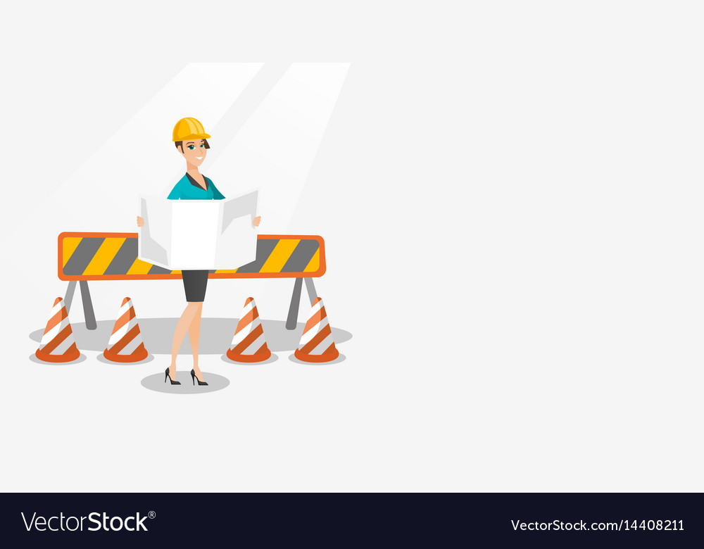 Engineer watching a blueprint