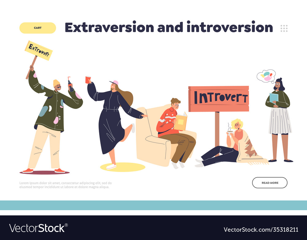 Extraversion and introversion concept landing Vector Image Extraversion and introversion concept landing