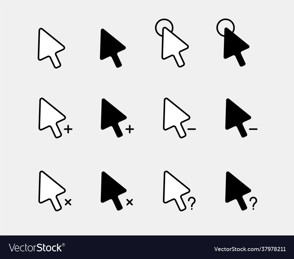 Flat cursor icons collection symbols