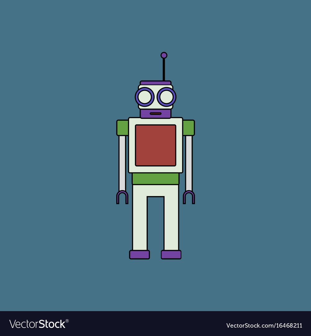 Flat icon design collection robot toy with antenna