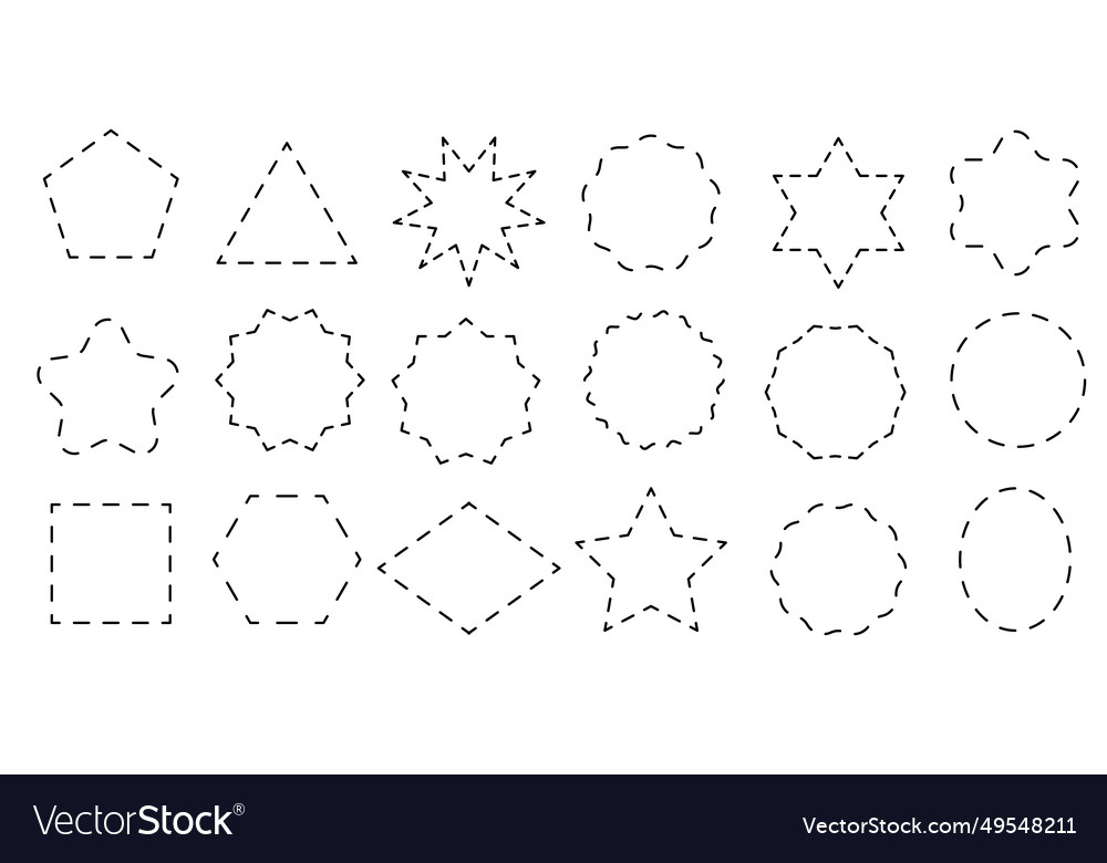 Geometric figures a set of templates with dotted