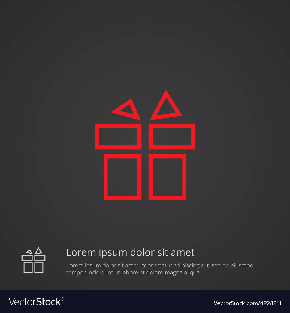 Gift outline symbol red on dark background logo