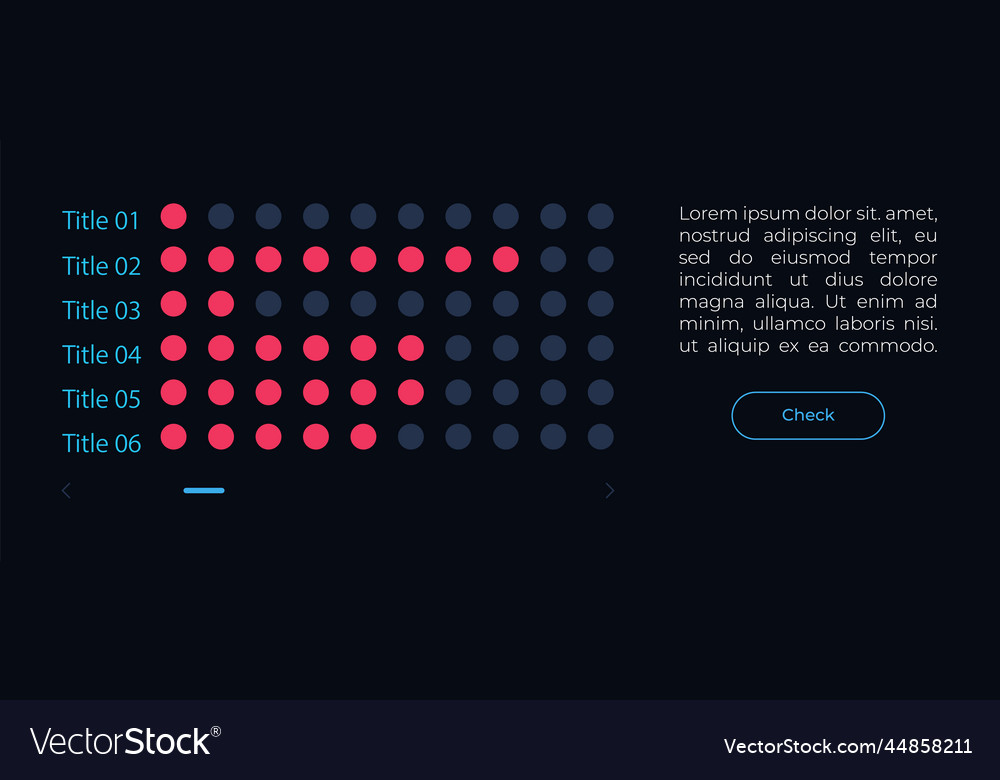 Horizontal dot chart ui element template vector image Horizontal dot chart ui element template