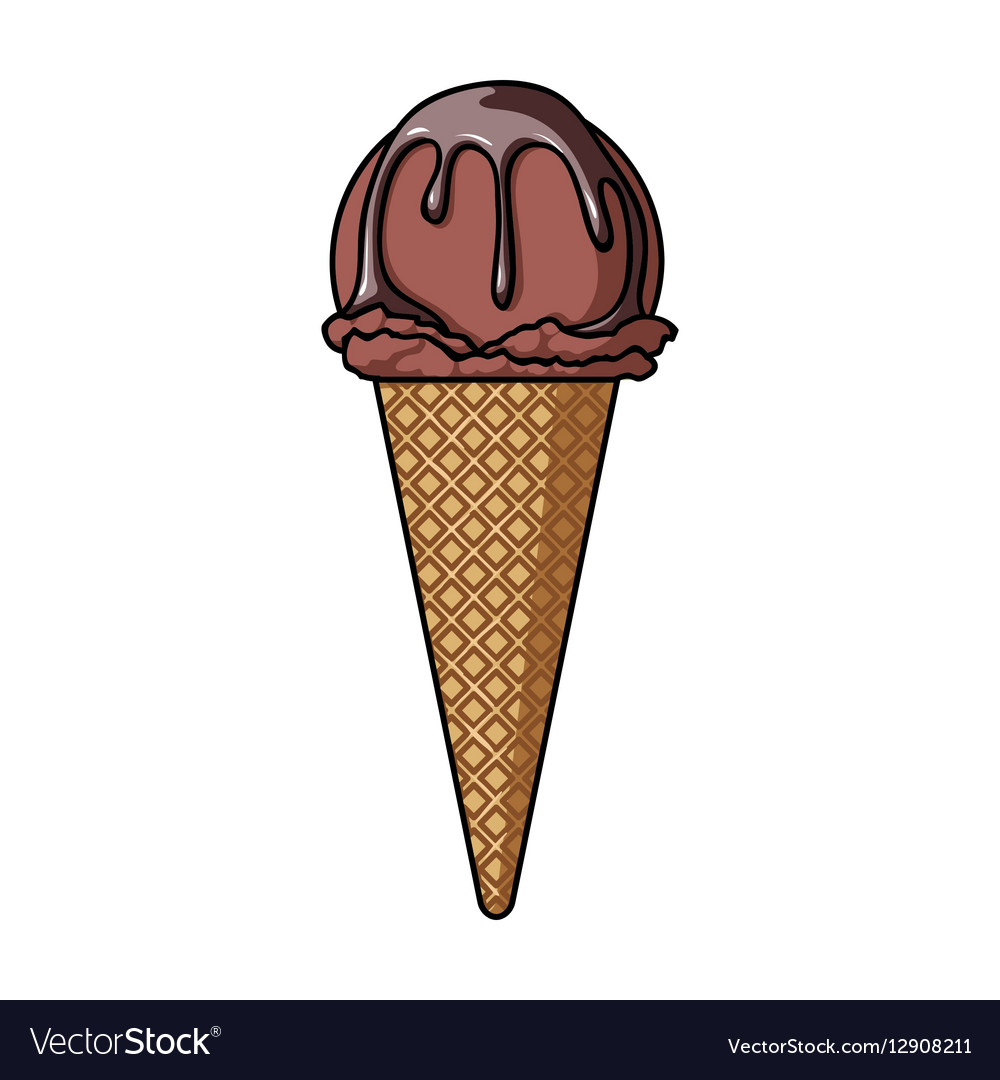 Ice cream in waffle cone icon cartoon style Vector Image