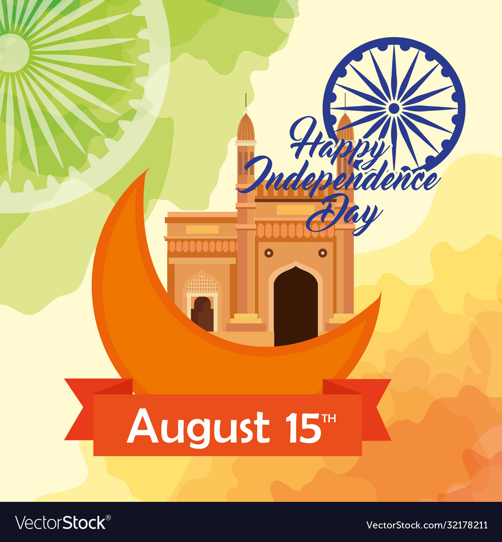 Indian happy independence day monuments Royalty Free Vector