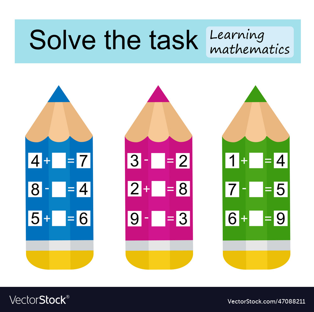 Learning mathematics mathematical puzzle game vector image Learning mathematics mathematical puzzle game
