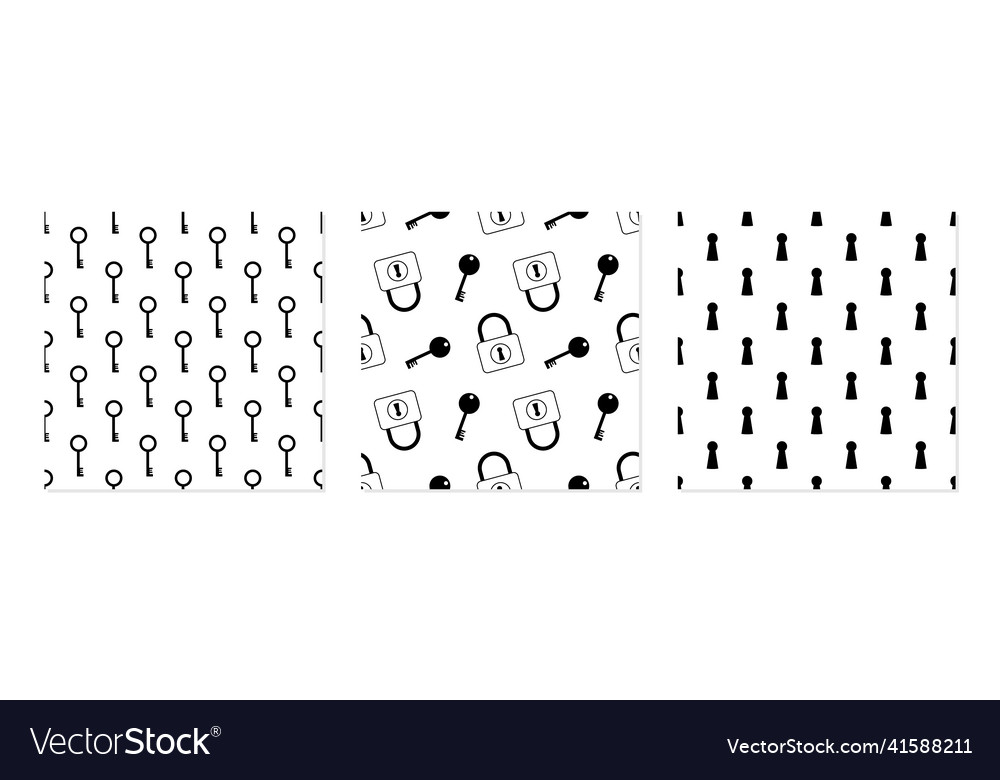 Locks and keys seamless patterns set