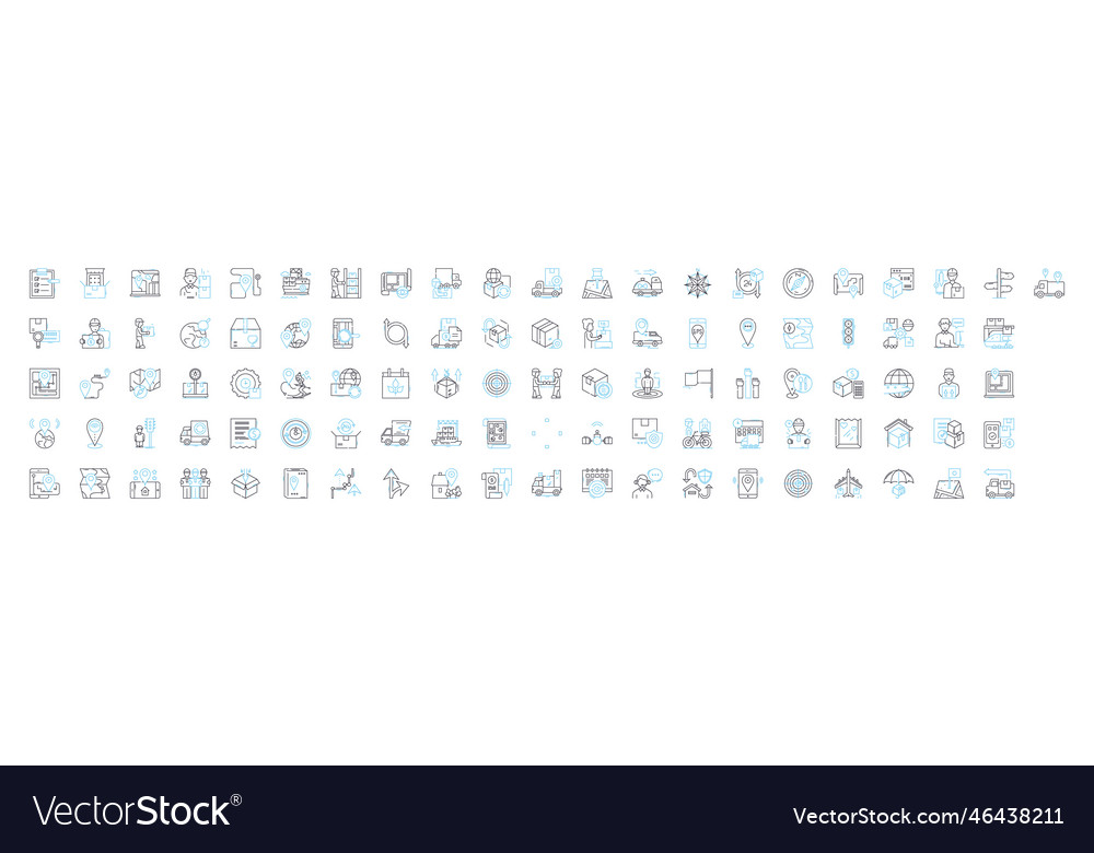 Map location line icons set