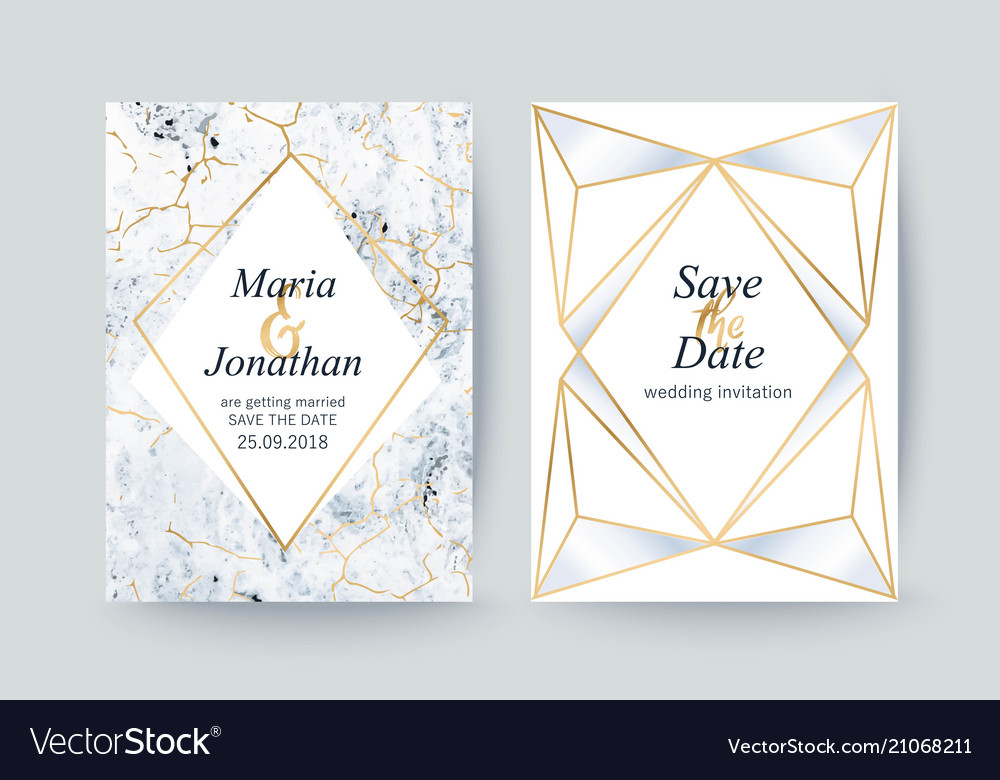 Marble Gold Texture Card Wedding Invitation Vector Image