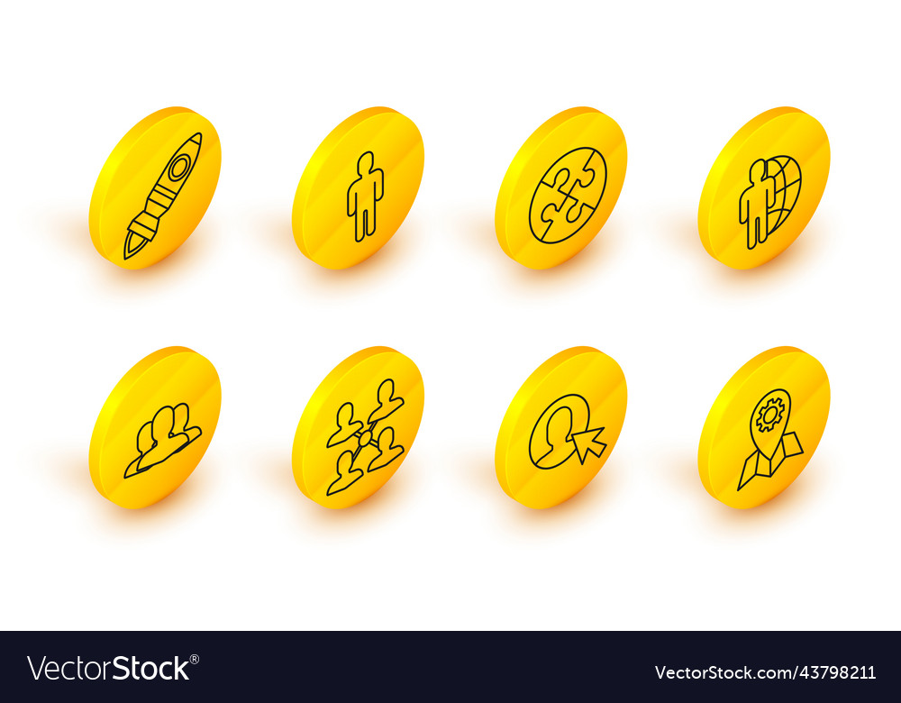 Set line location job user of man in business vector image Set line location job user of man in business