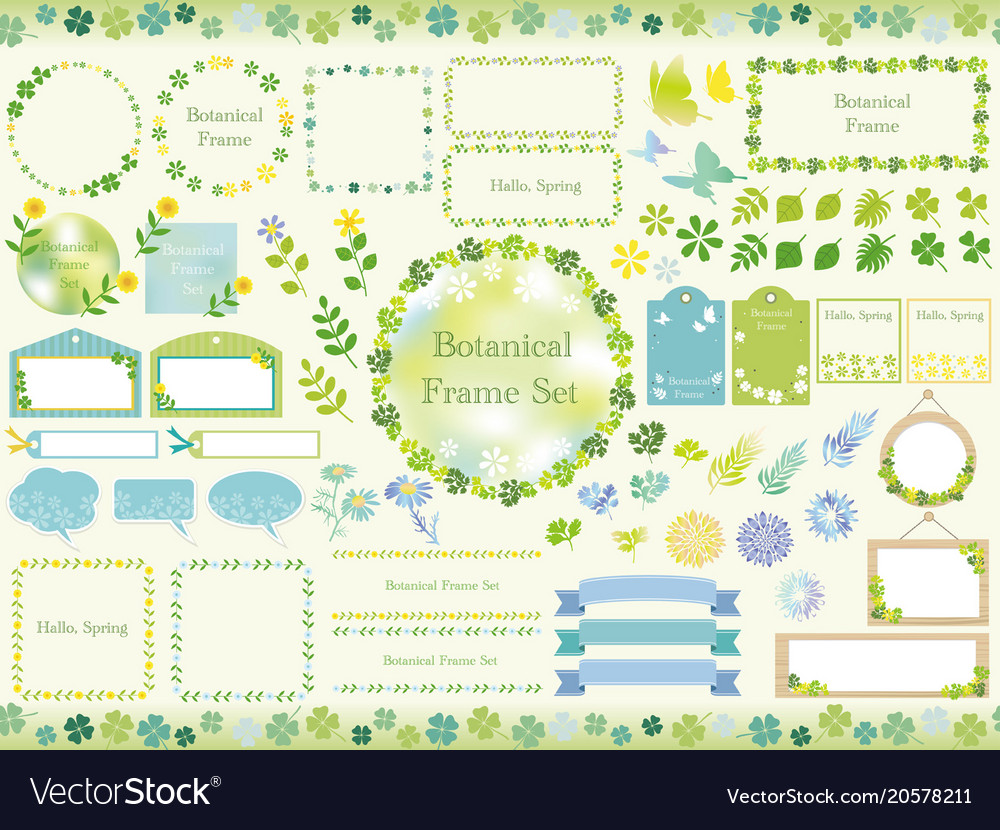 Set of assorted botanical frames