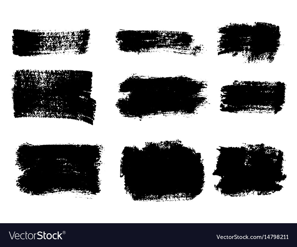 Set of black paint ink brush strokes brushes Vector Image