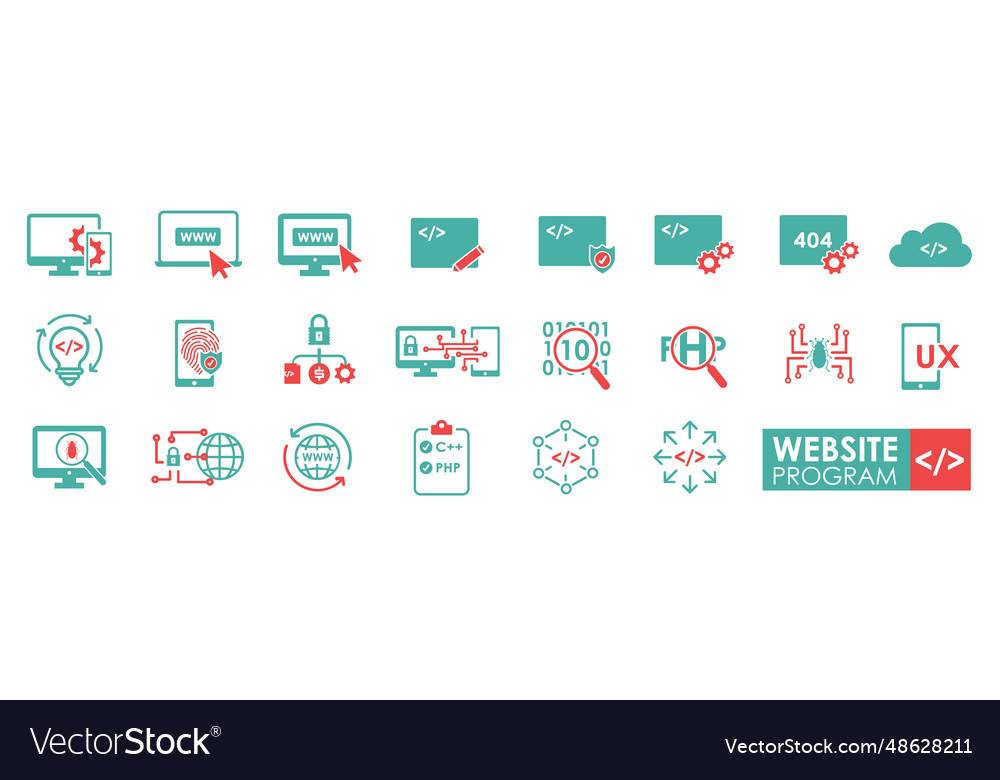 Set of website program solid icon simple style