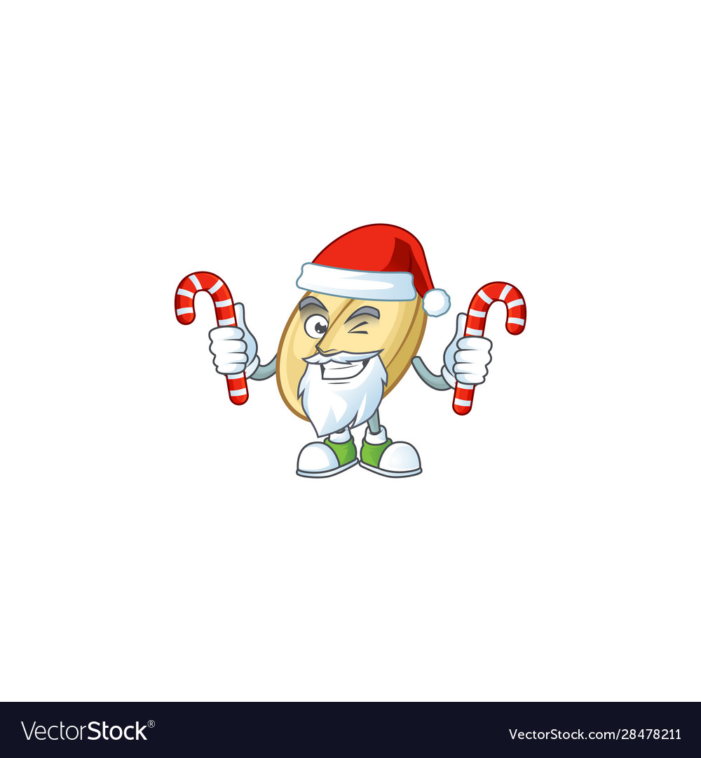 Split Bohnen Cartoon Charakter in Santa claus vector image Split Bohnen Cartoon Charakter in Santa claus
