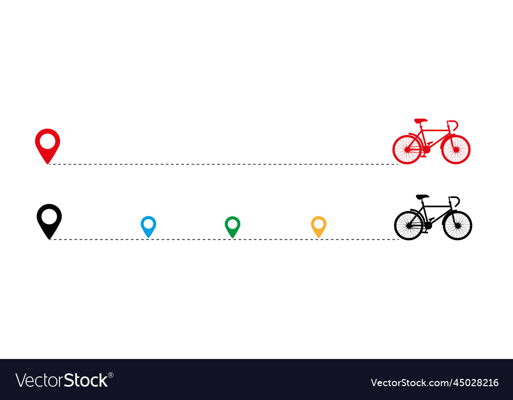 Fahrrad-Ikone gepunktet Linienpfad mit Startpunkt