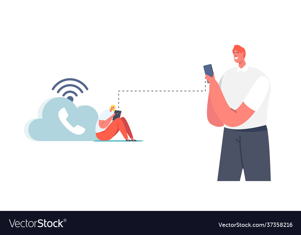 Characters use wifi wireless telephony connection