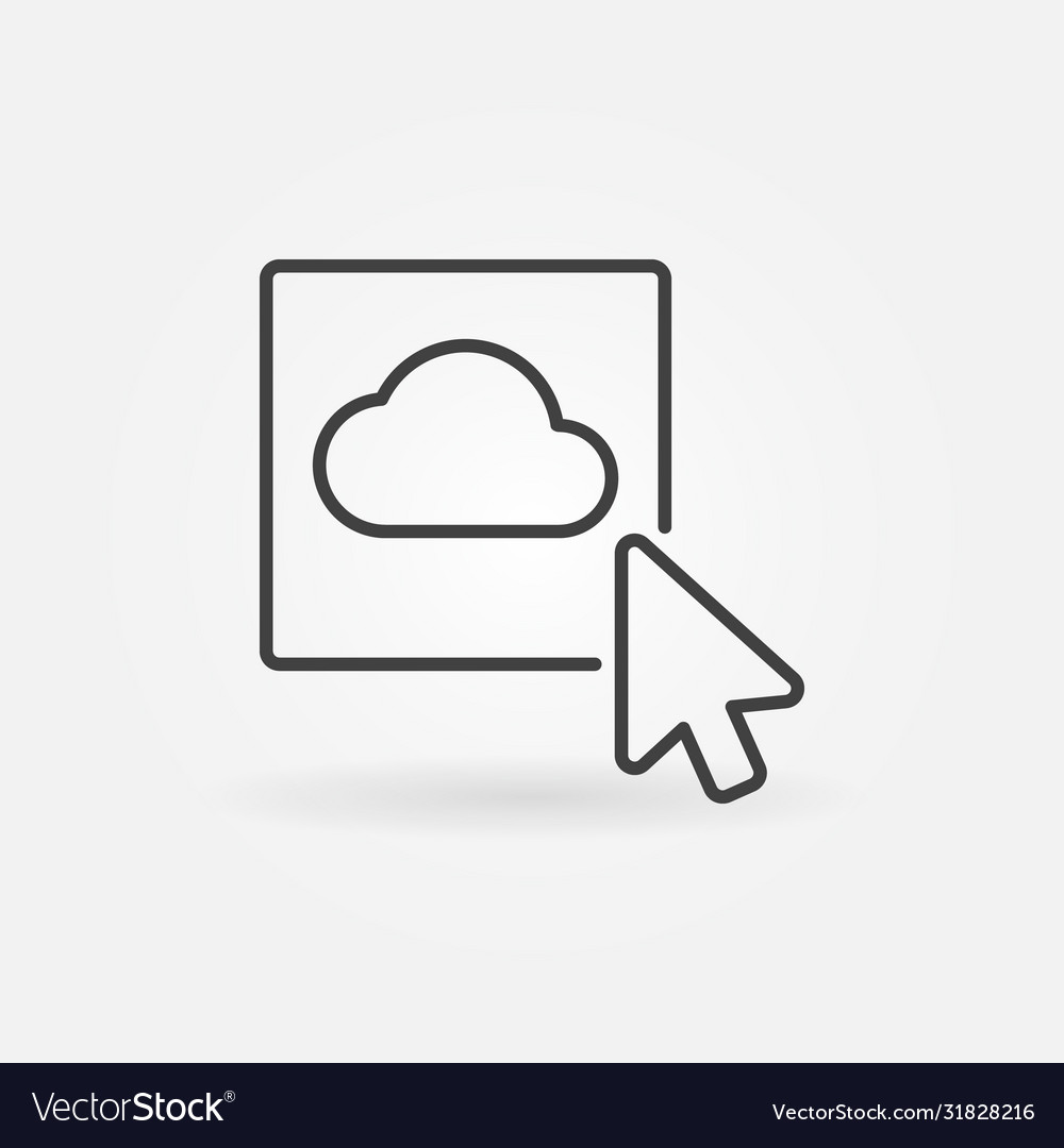 Cloud button with cursor thin line concept vector image Cloud button with cursor thin line concept