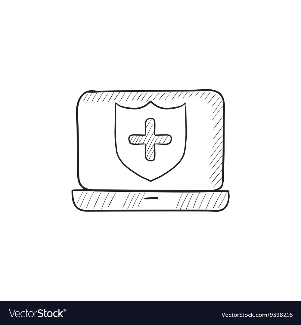 Computer security sketch icon